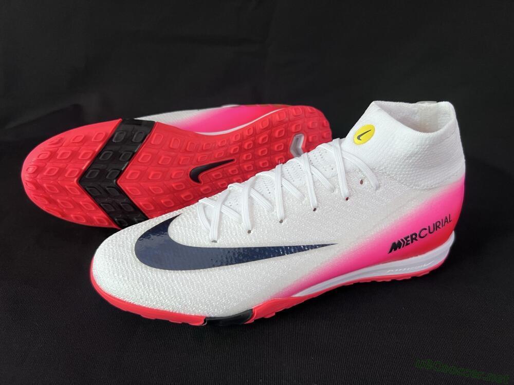 Unisex Nike Air Zoom Mercurial Superfly 10 Elite TF Football Shoes - White/Black/Pink