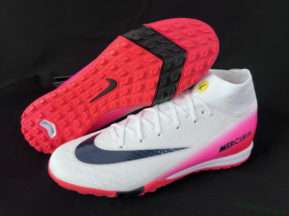 Unisex Nike Air Zoom Mercurial Superfly 10 Elite TF Football Shoes - White/Black/Pink
