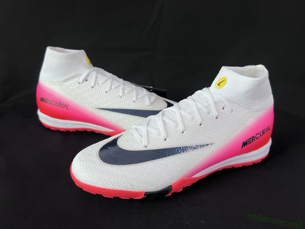 Unisex Nike Air Zoom Mercurial Superfly 10 Elite TF Football Shoes - White/Black/Pink