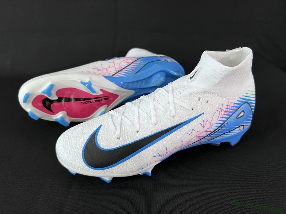Unisex Nike Air Zoom Mercurial Superfly 10 Elite FG Football Boots - White/Blue/Black