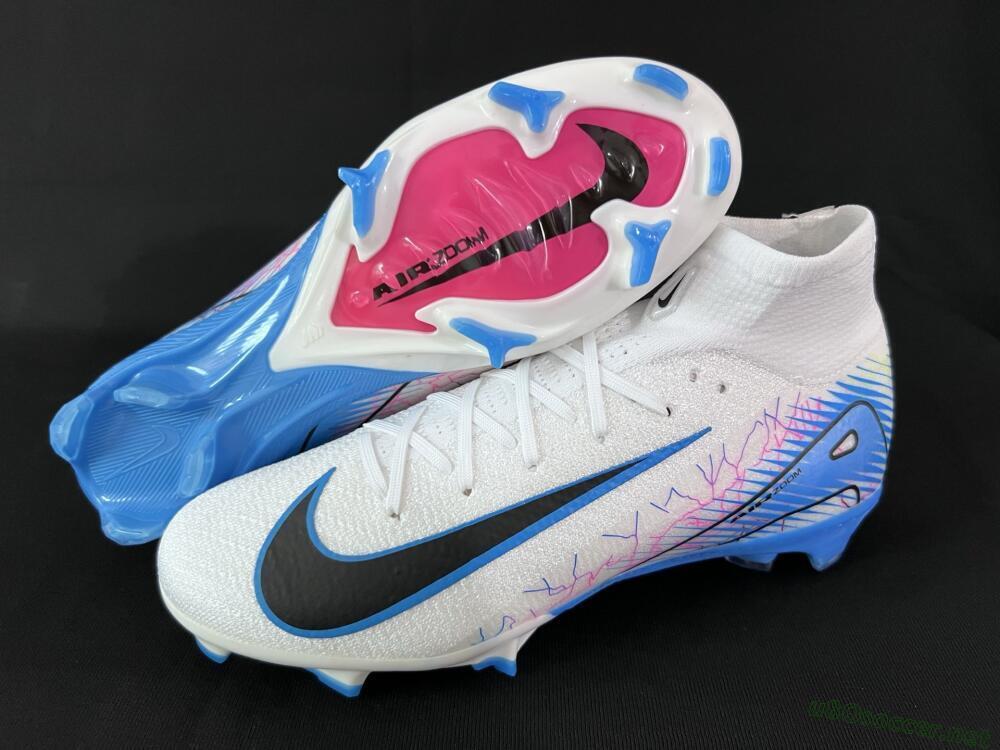 Unisex Nike Air Zoom Mercurial Superfly 10 Elite FG Football Boots - White/Blue/Black
