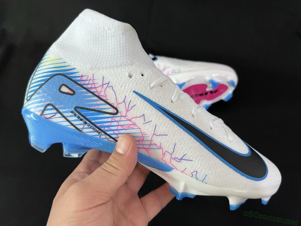 Unisex Nike Air Zoom Mercurial Superfly 10 Elite FG Football Boots - White/Blue/Black