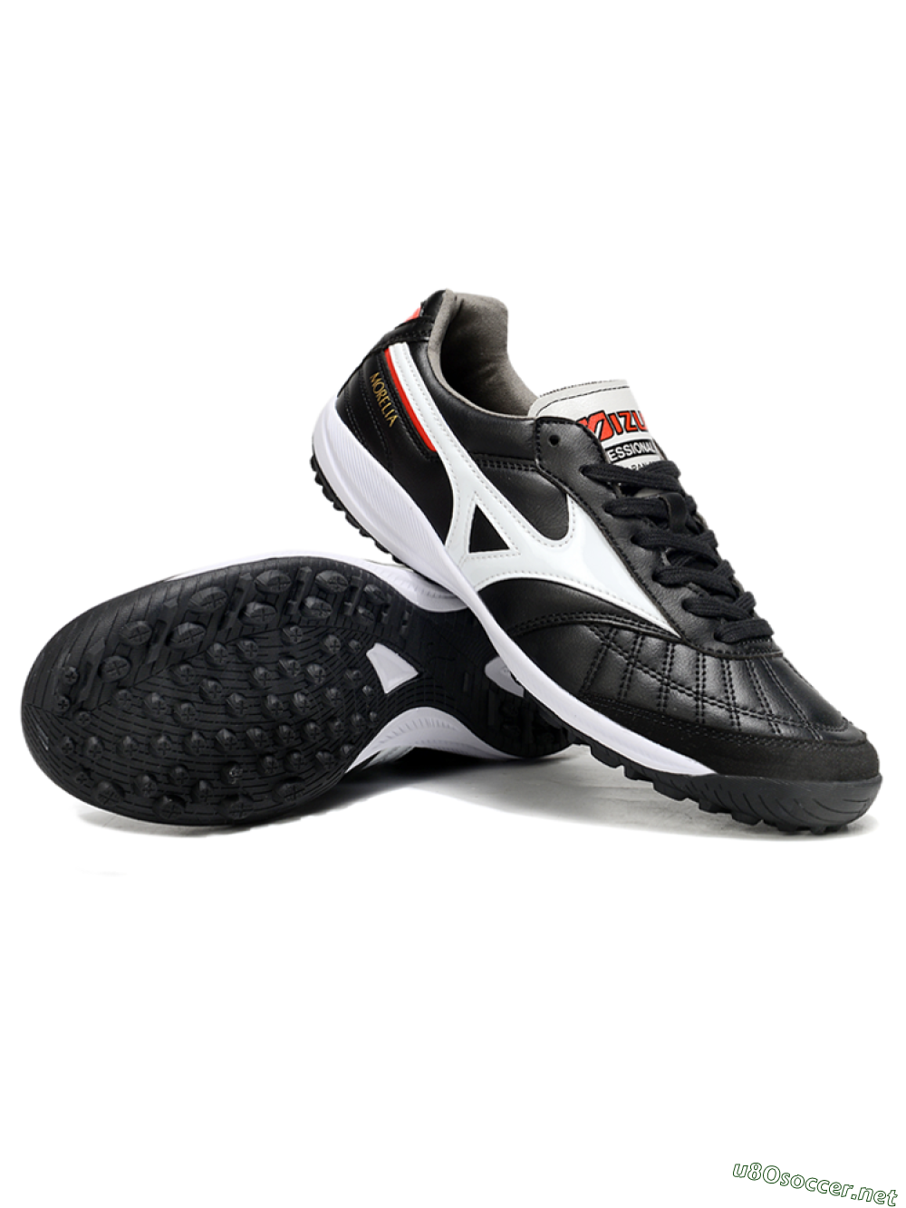 Men's Mizuno Morelia Neo 4 TF Football Shoes - Black/White/Red 3