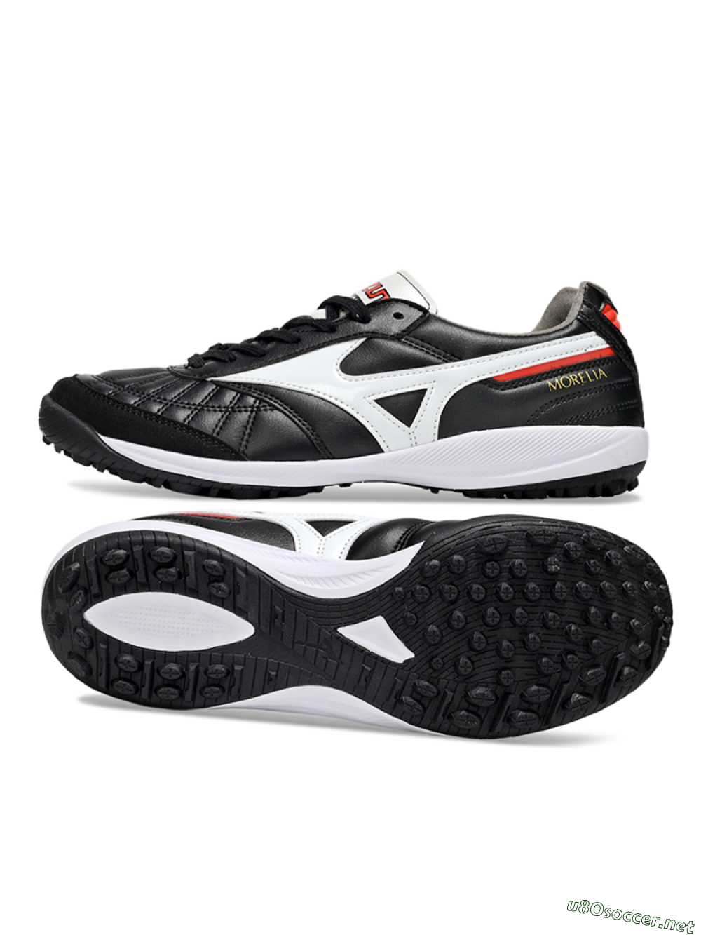 Men's Mizuno Morelia Neo 4 TF Football Shoes - Black/White/Red 1