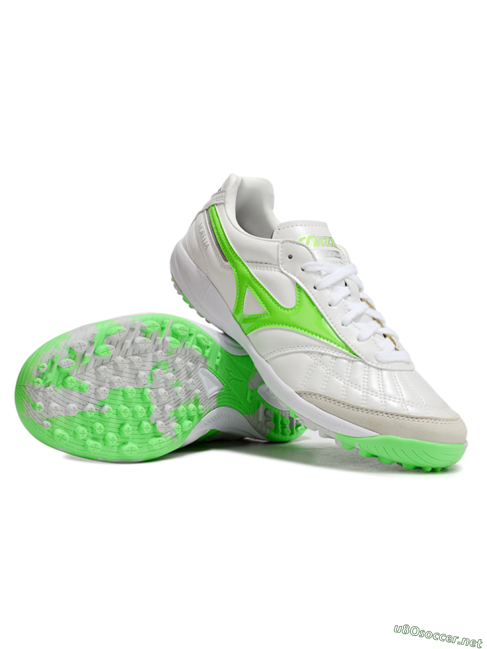 Men's Mizuno Morelia Neo 4 TF Football Shoes - White/Yellow/Grey 3