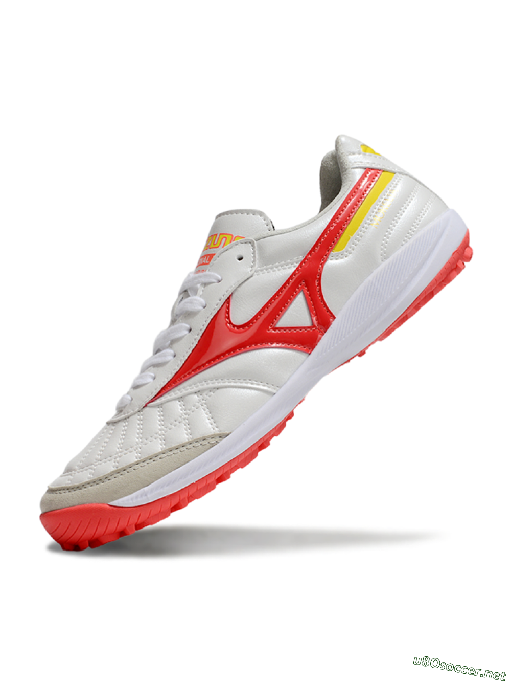 Men's Mizuno Morelia Neo 4 TF Football Shoes - White/Red/Yellow 5
