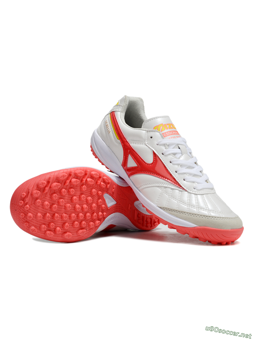 Men's Mizuno Morelia Neo 4 TF Football Shoes - White/Red/Yellow 3