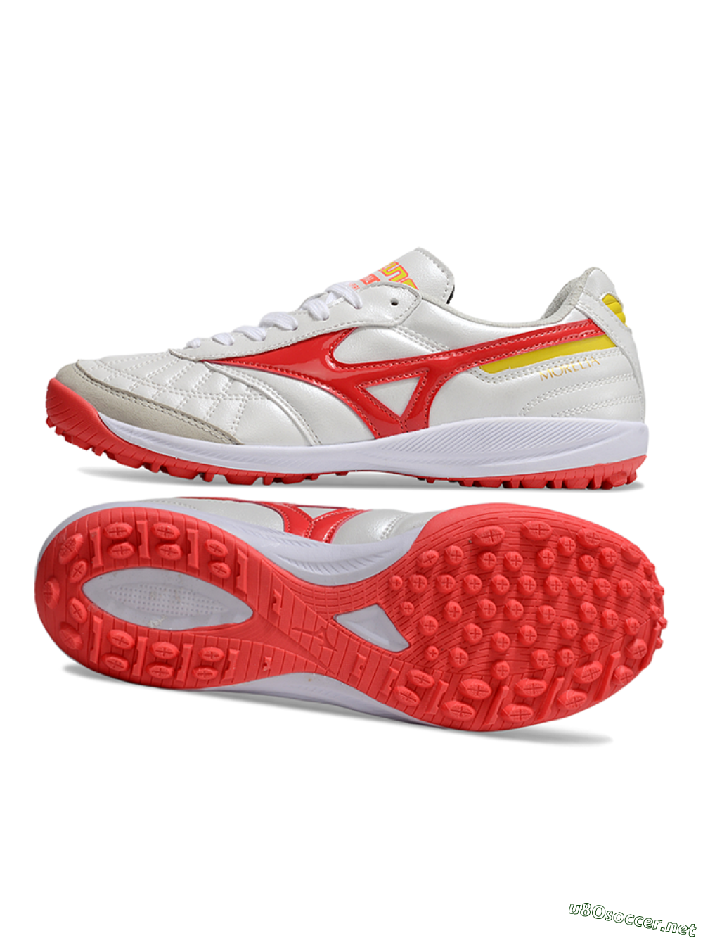 Men's Mizuno Morelia Neo 4 TF Football Shoes - White/Red/Yellow 1