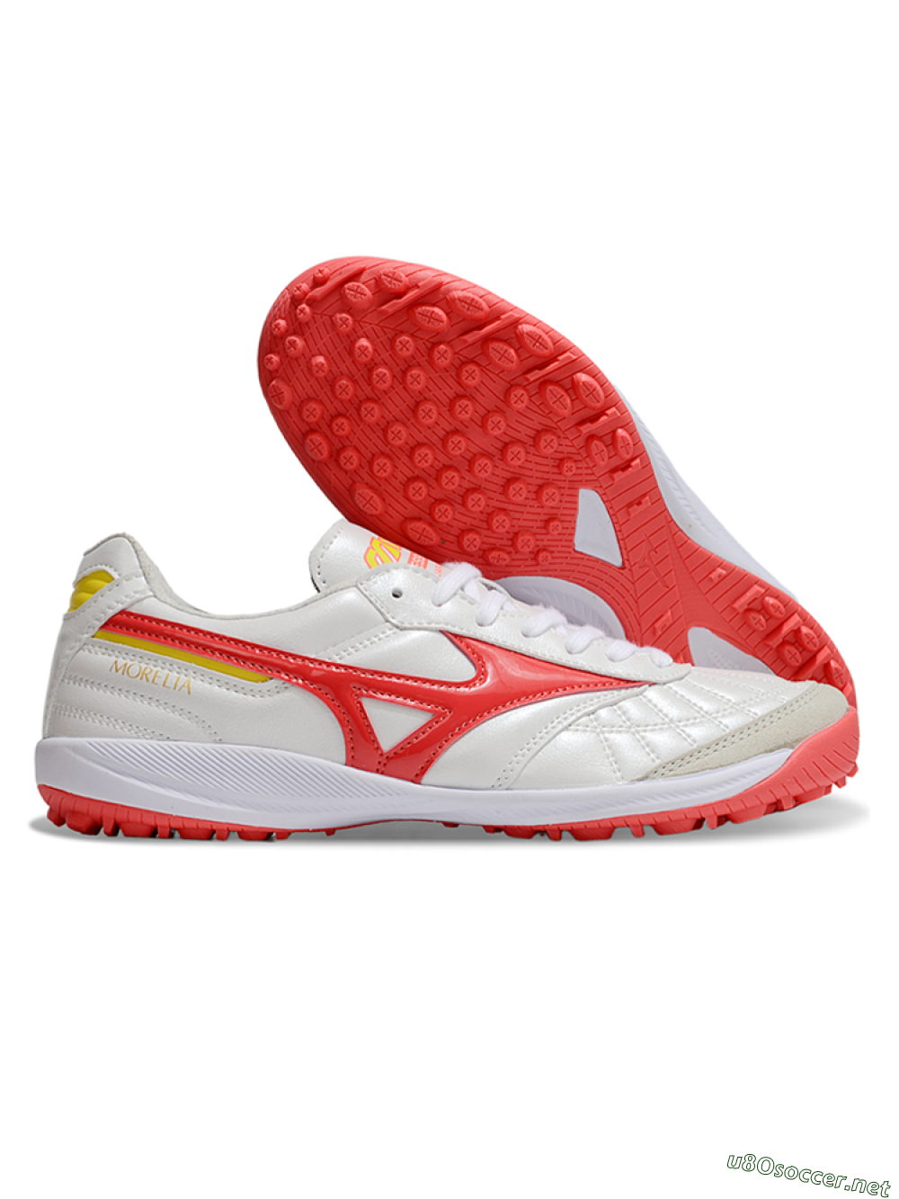 Men's Mizuno Morelia Neo 4 TF Football Shoes - White/Red/Yellow 2