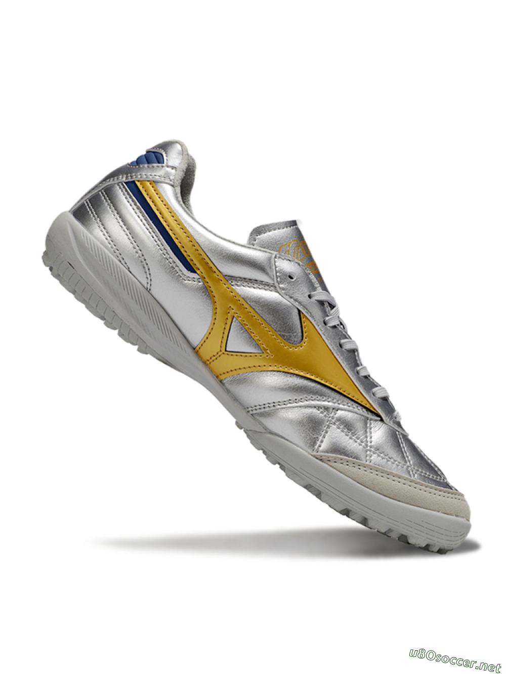 Men's Mizuno Morelia Neo 4 TF Football Shoes - Silver/Grey/Gold 4