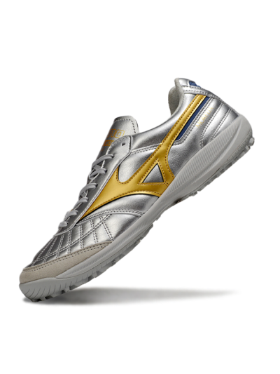 Men's Mizuno Morelia Neo 4 TF Football Shoes - Silver/Grey/Gold