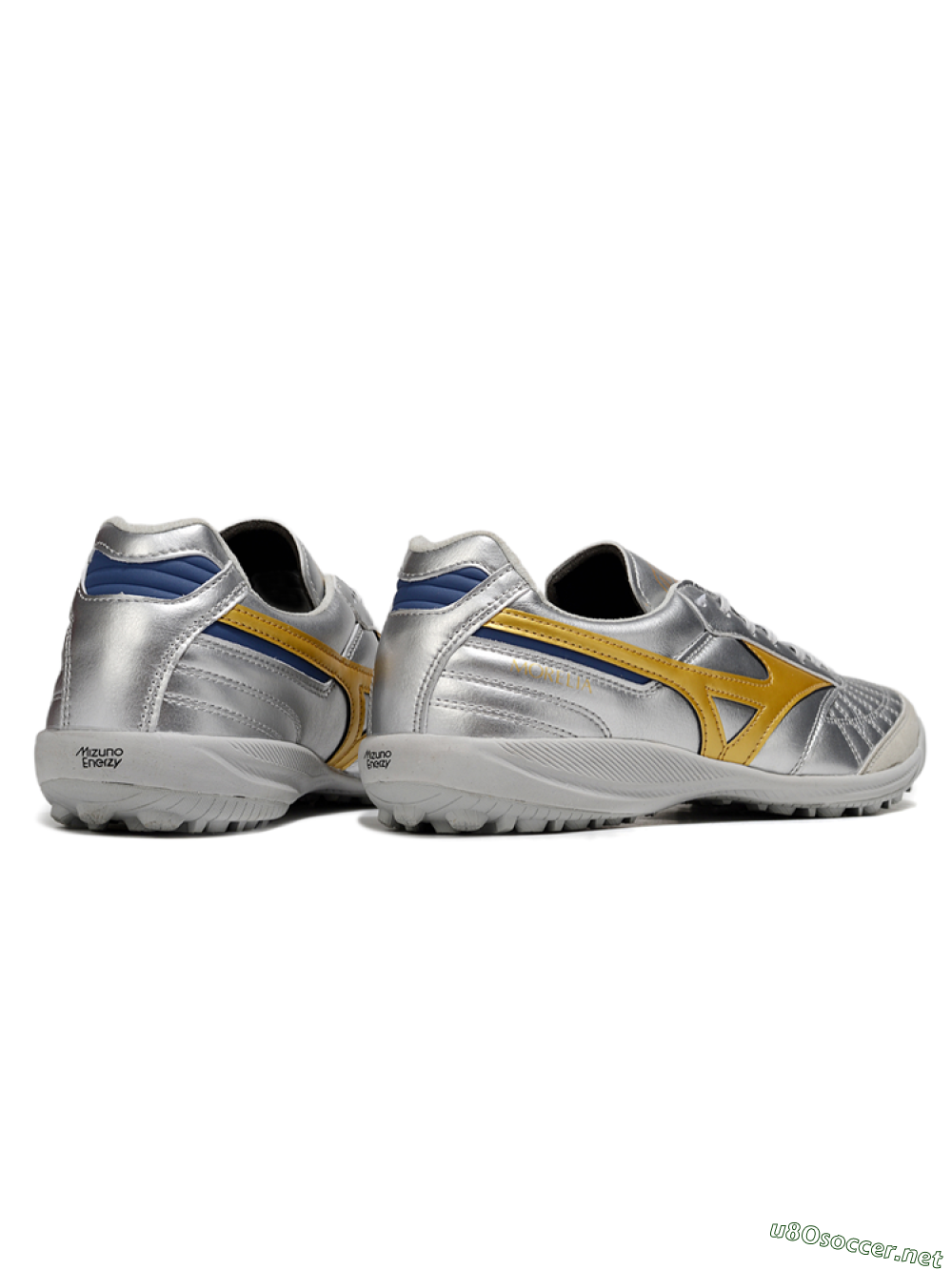 Men's Mizuno Morelia Neo 4 TF Football Shoes - Silver/Grey/Gold 6