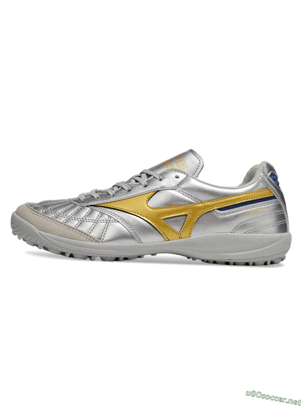 Men's Mizuno Morelia Neo 4 TF Football Shoes - Silver/Grey/Gold 0