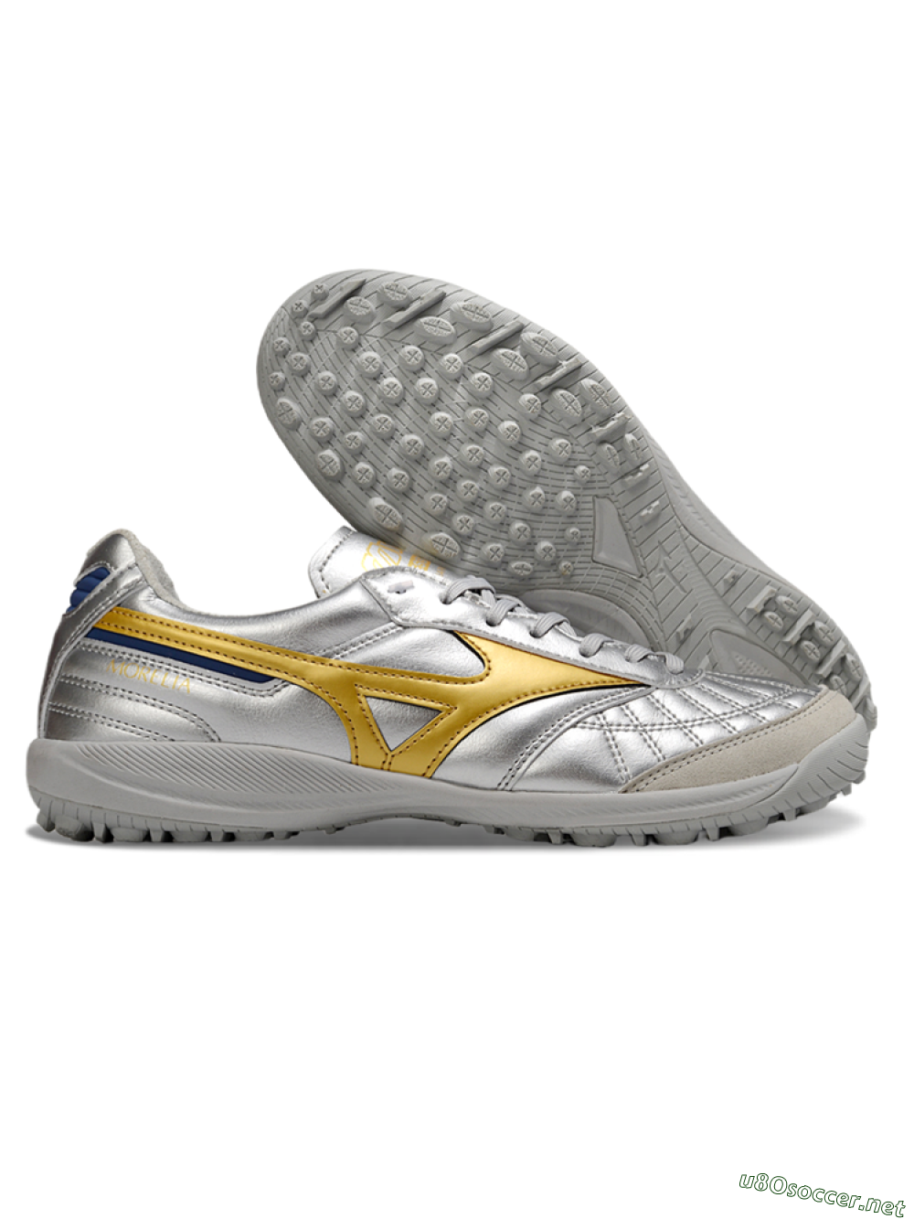 Men's Mizuno Morelia Neo 4 TF Football Shoes - Silver/Grey/Gold 2