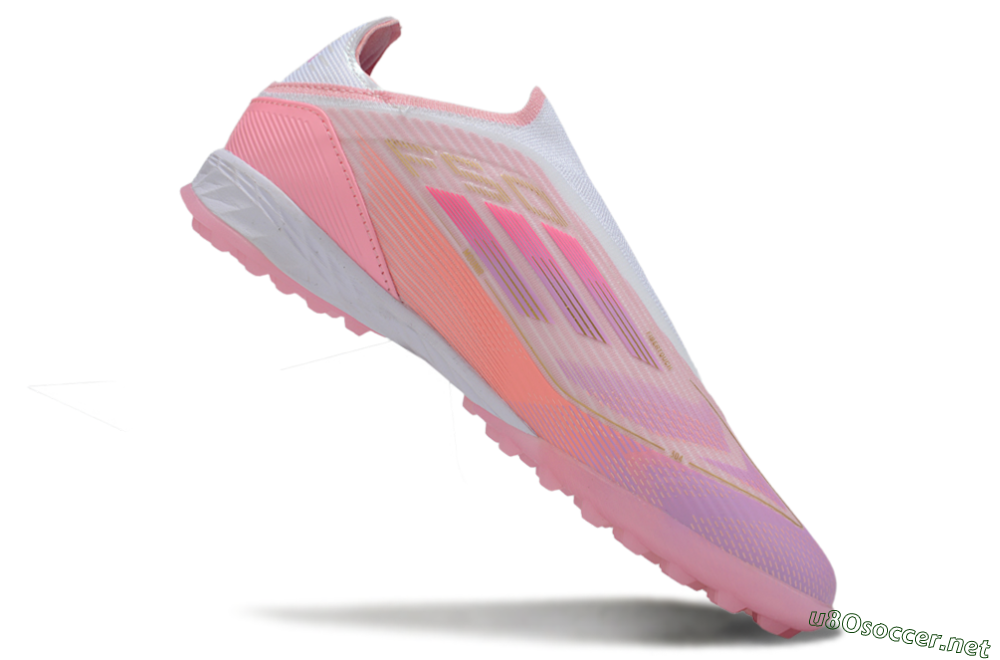 Unisex Adidas F50 Elite Laceless TF Football Shoes - Pink/Purple/Gold 5