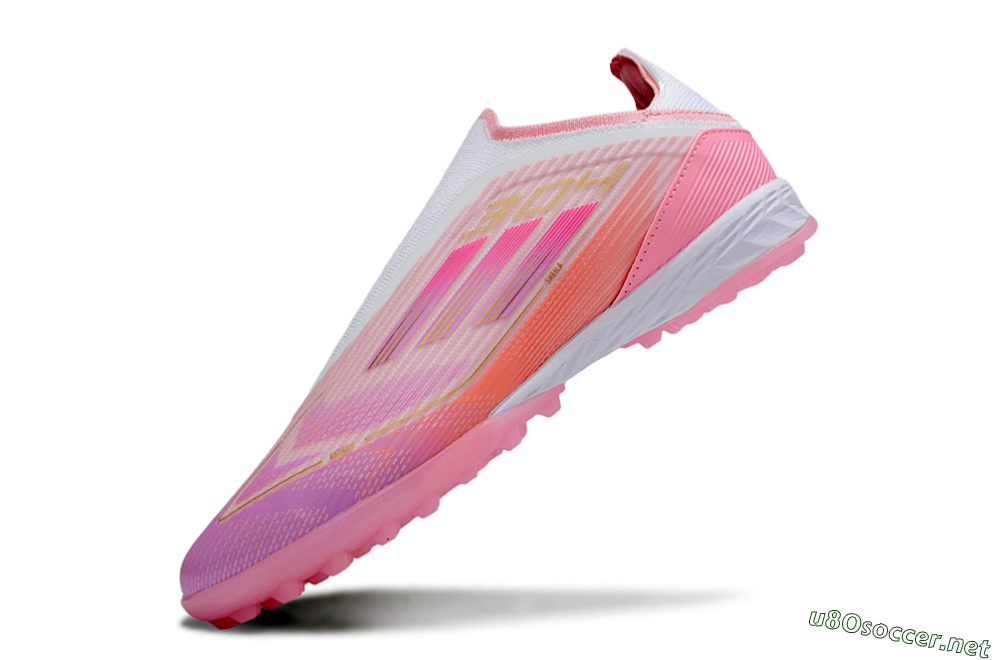 Unisex Adidas F50 Elite Laceless TF Football Shoes - Pink/Purple/Gold 6
