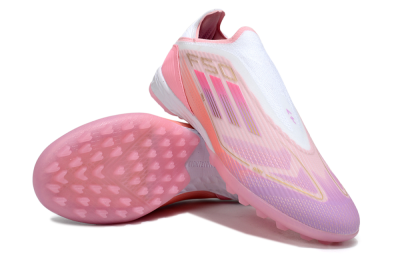 Unisex Adidas F50 Elite Laceless TF Football Shoes - Pink/Purple/Gold