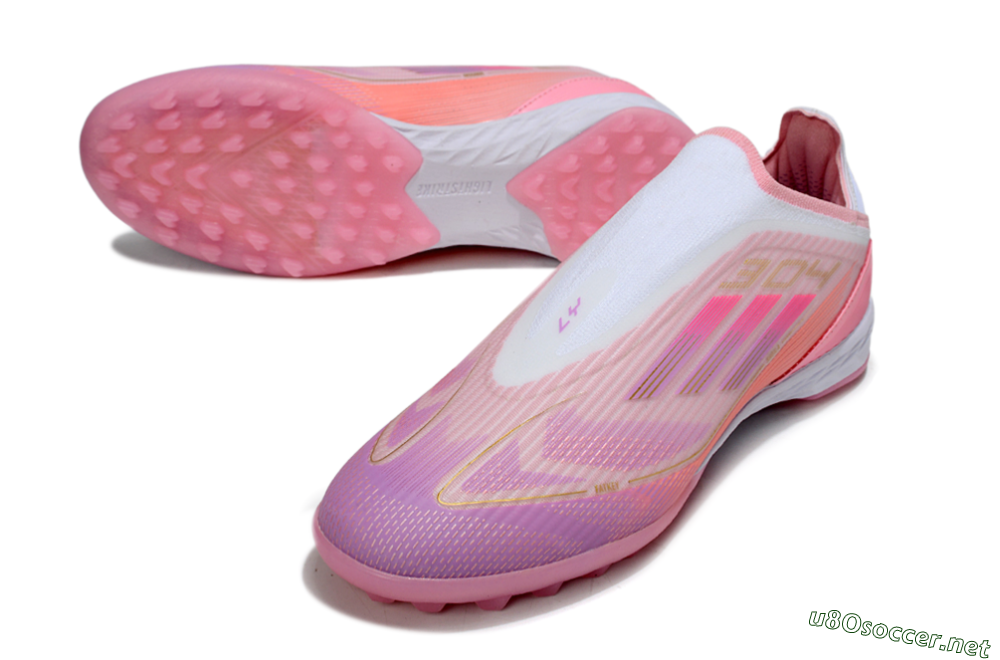Unisex Adidas F50 Elite Laceless TF Football Shoes - Pink/Purple/Gold 3
