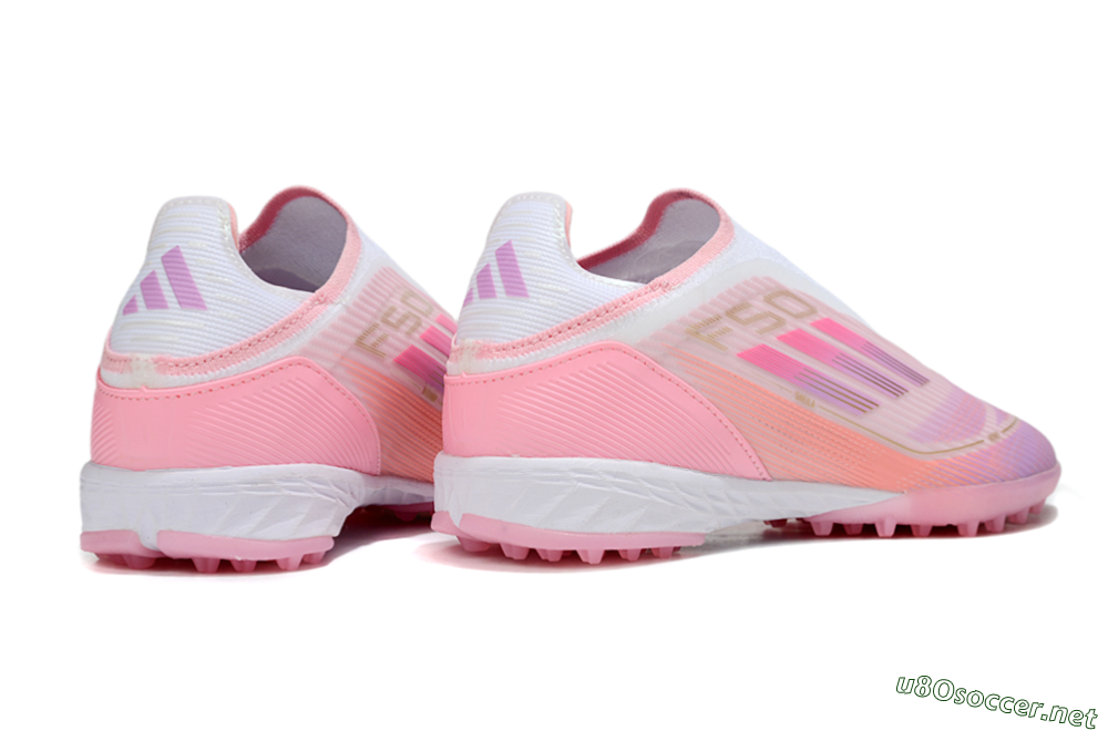 Unisex Adidas F50 Elite Laceless TF Football Shoes - Pink/Purple/Gold 7