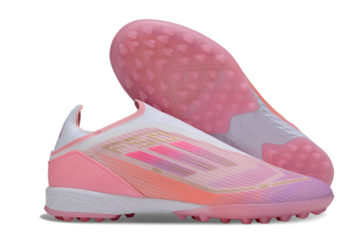 Unisex Adidas F50 Elite Laceless TF Football Shoes - Pink/Purple/Gold