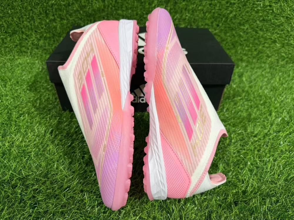Unisex Adidas F50 Elite Laceless TF Football Shoes - Pink/Purple/Gold