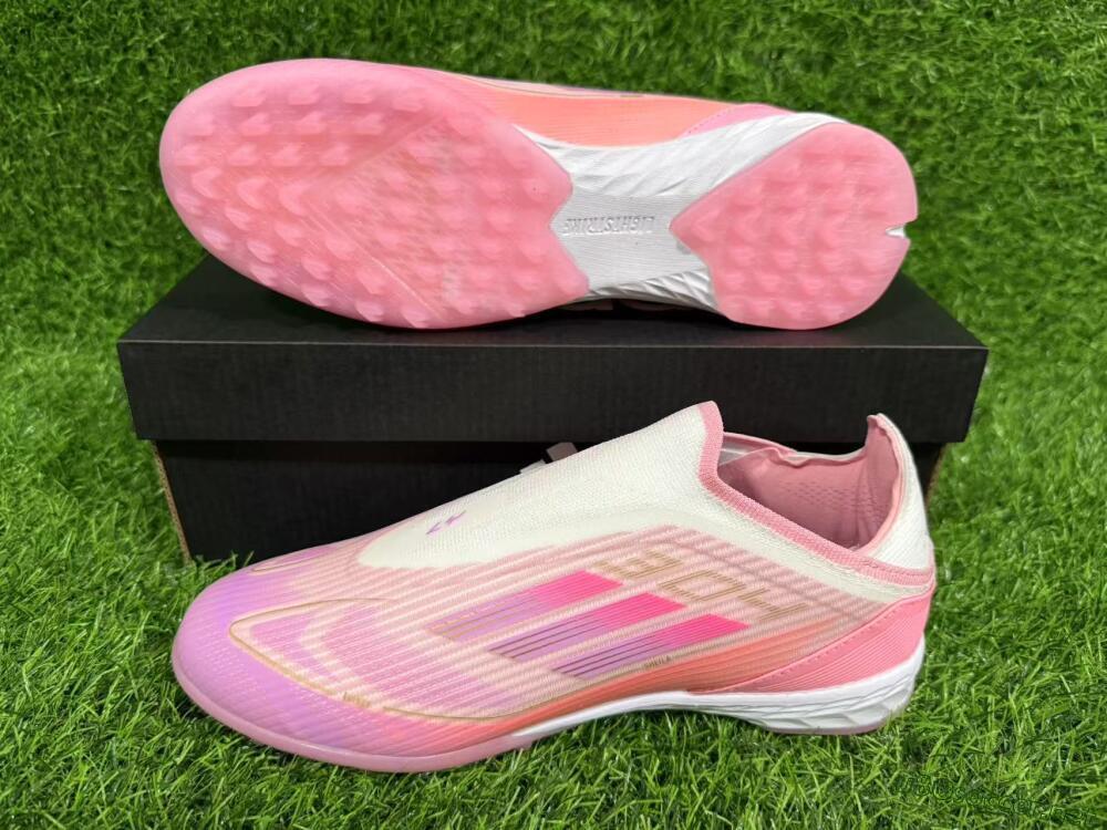 Unisex Adidas F50 Elite Laceless TF Football Shoes - Pink/Purple/Gold