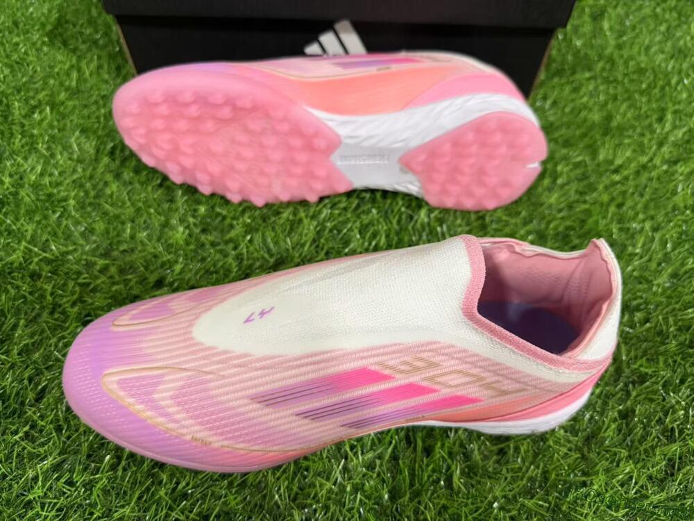 Unisex Adidas F50 Elite Laceless TF Football Shoes - Pink/Purple/Gold