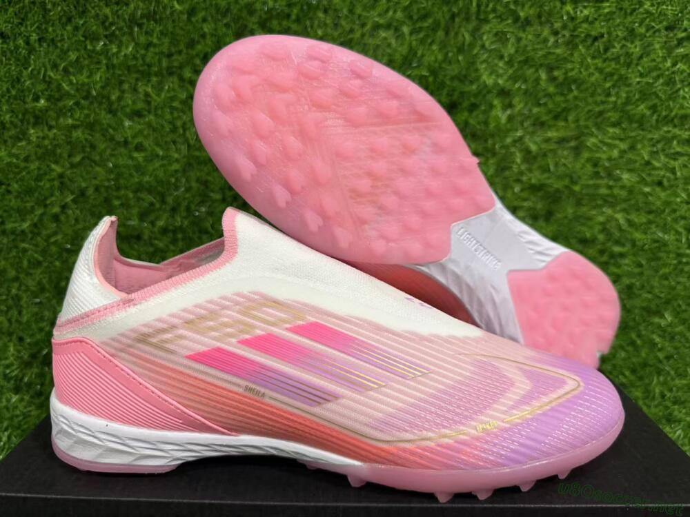 Unisex Adidas F50 Elite Laceless TF Football Shoes - Pink/Purple/Gold