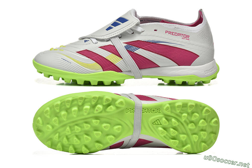 Unisex Adidas Predator 25 Elite Foldover Tongue TF Football Shoes - Grey/Red/Yellow 1