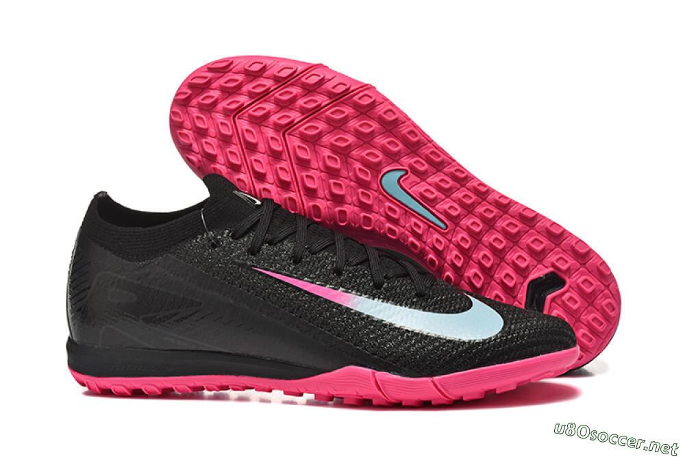 Men's Nike Air Zoom Mercurial Vapor 16 Elite TF Football Shoes - Black/Jade/Pink 2