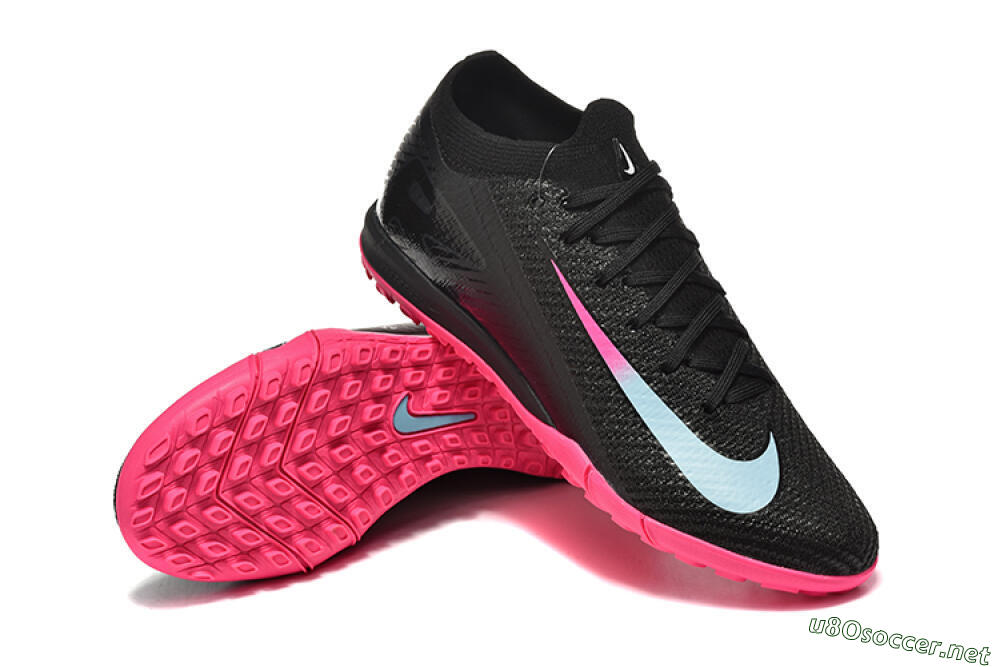 Men's Nike Air Zoom Mercurial Vapor 16 Elite TF Football Shoes - Black/Jade/Pink 4