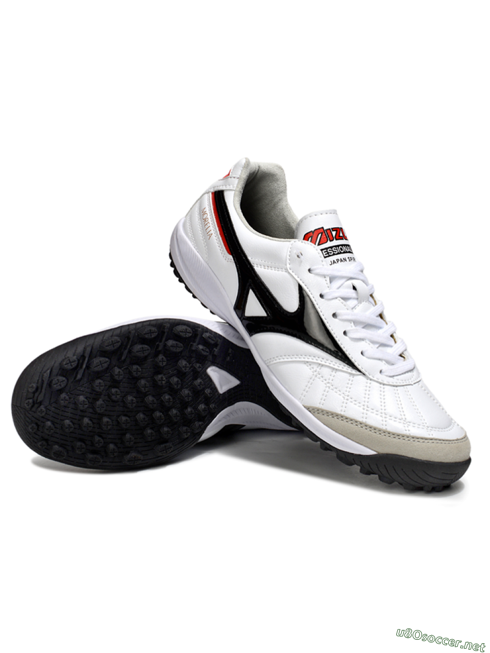 Men's Mizuno Morelia Neo 4 TF Football Shoes - White/Black/Red 3