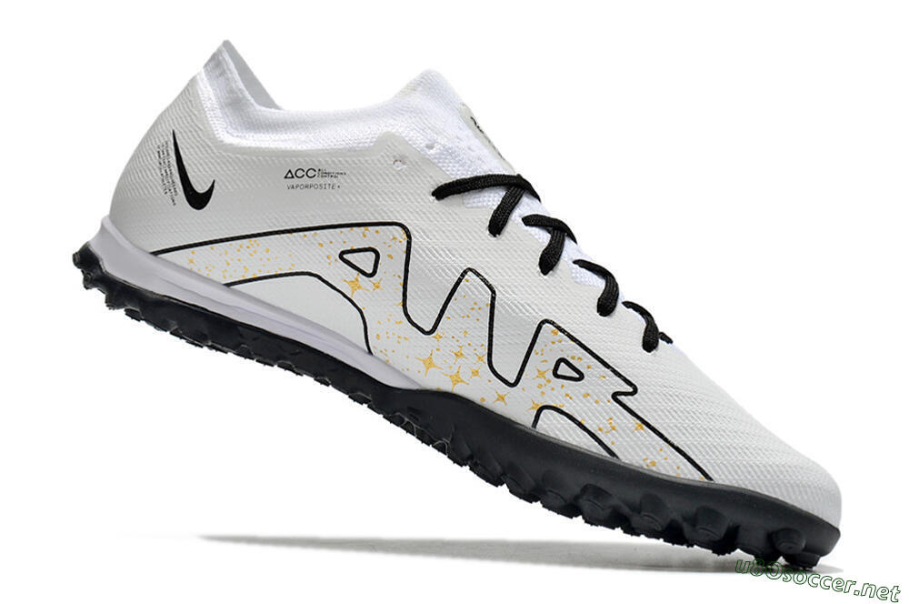 Men's Nike Air Zoom Mercurial Vapor 15 Elite TF Football Shoes - White/Black/Yellow 4