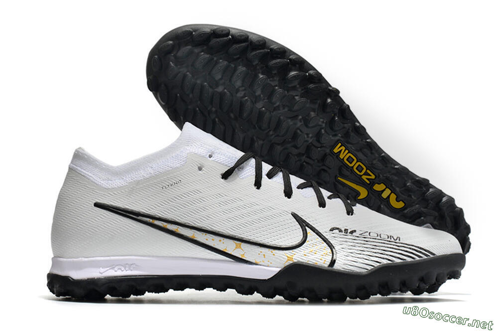 Men's Nike Air Zoom Mercurial Vapor 15 Elite TF Football Shoes - White/Black/Yellow 2
