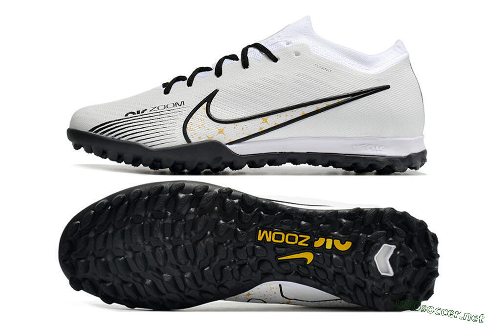 Men's Nike Air Zoom Mercurial Vapor 15 Elite TF Football Shoes - White/Black/Yellow 1