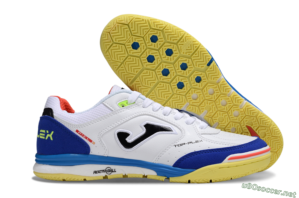 Men's Joma Top Flex IC Football Shoes - White/Blue/Red 2