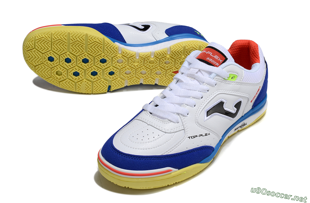 Men's Joma Top Flex IC Football Shoes - White/Blue/Red 3
