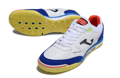 Men's Joma Top Flex IC Football Shoes - White/Blue/Red