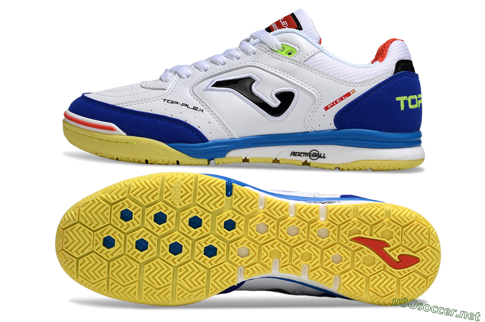 Men's Joma Top Flex IC Football Shoes - White/Blue/Red 1