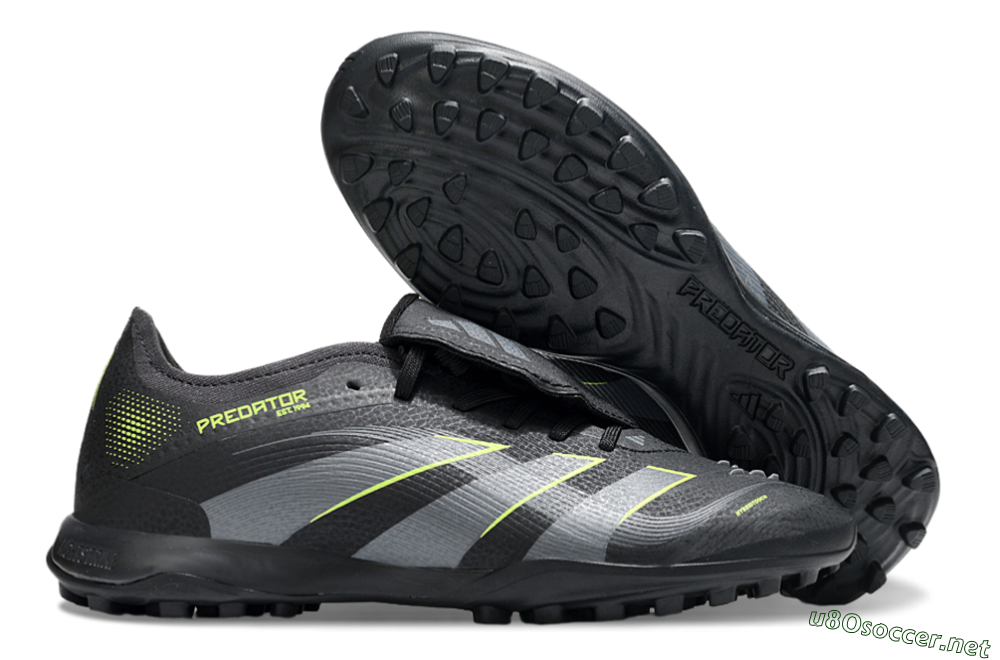 Men's Adidas Predator 25 Elite Foldover Tongue TF Football Shoes - Black/Grey/Yellow 2