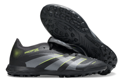 Men's Adidas Predator 25 Elite Foldover Tongue TF Football Shoes - Black/Grey/Yellow