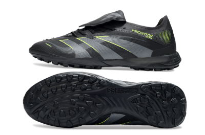 Men's Adidas Predator 25 Elite Foldover Tongue TF Football Shoes - Black/Grey/Yellow