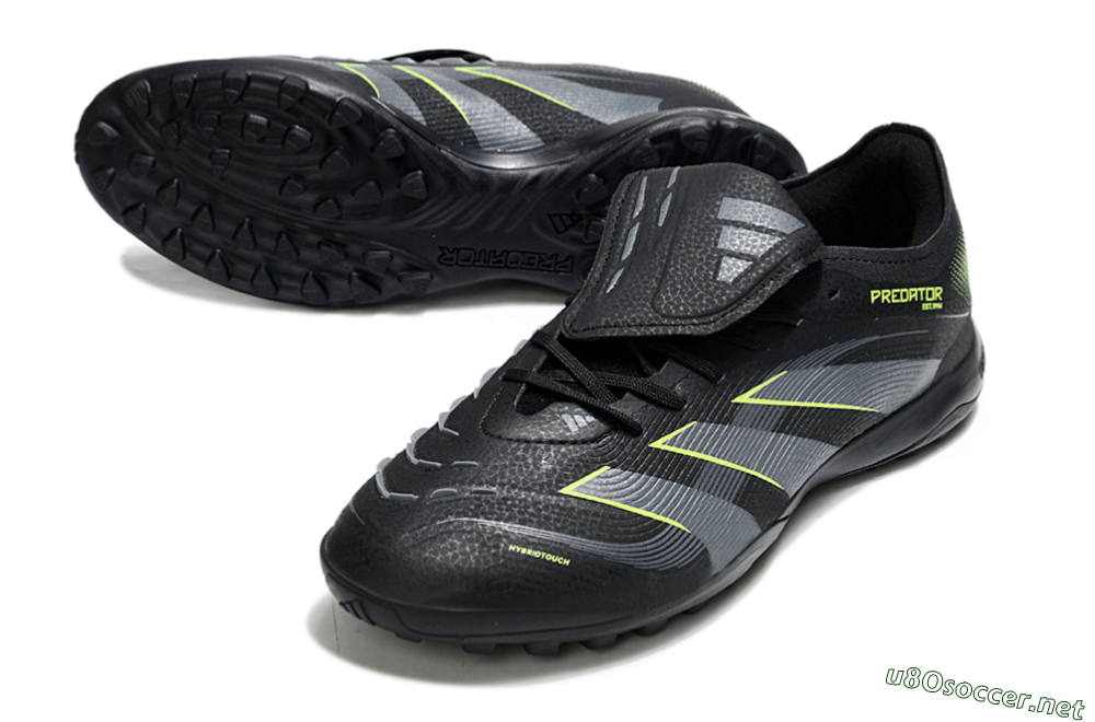 Men's Adidas Predator 25 Elite Foldover Tongue TF Football Shoes - Black/Grey/Yellow 3