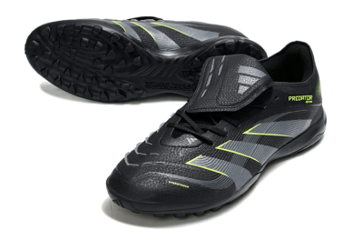 Men's Adidas Predator 25 Elite Foldover Tongue TF Football Shoes - Black/Grey/Yellow