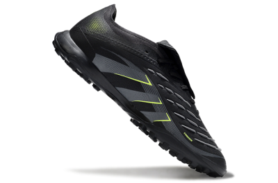 Men's Adidas Predator 25 Elite Foldover Tongue TF Football Shoes - Black/Grey/Yellow