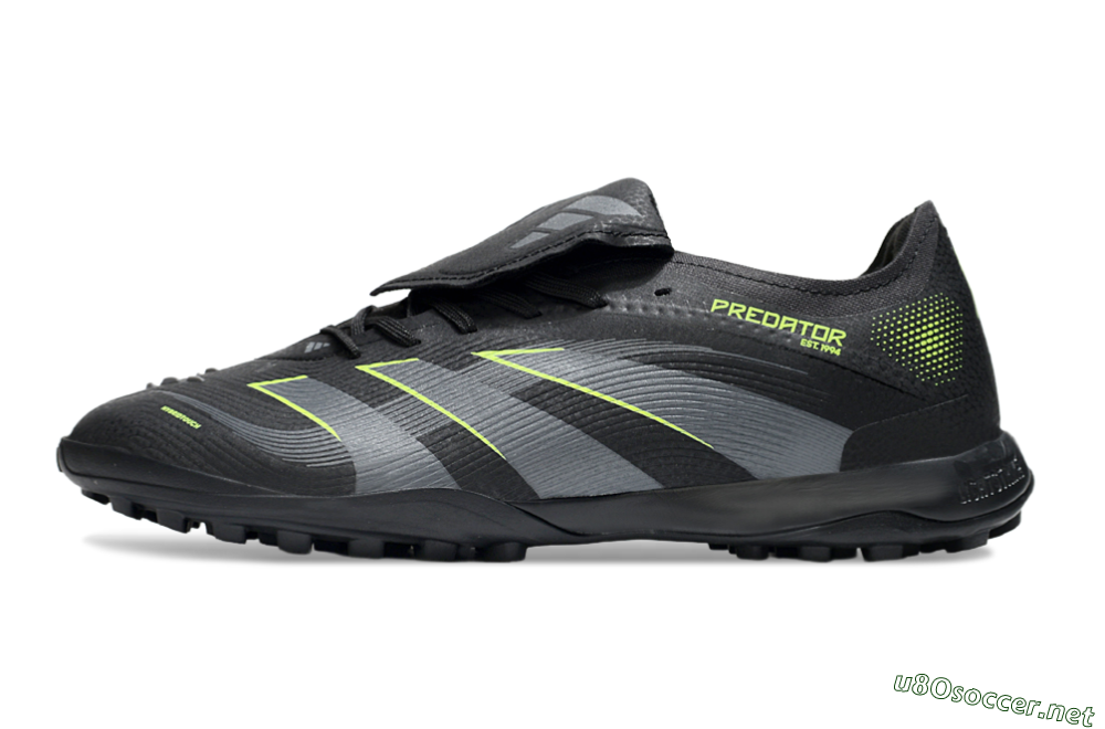 Men's Adidas Predator 25 Elite Foldover Tongue TF Football Shoes - Black/Grey/Yellow 0