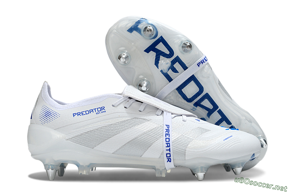 Men's Adidas Predator 25 Elite Foldover Tongue SG Football Boots - Beige/White/Blue 2