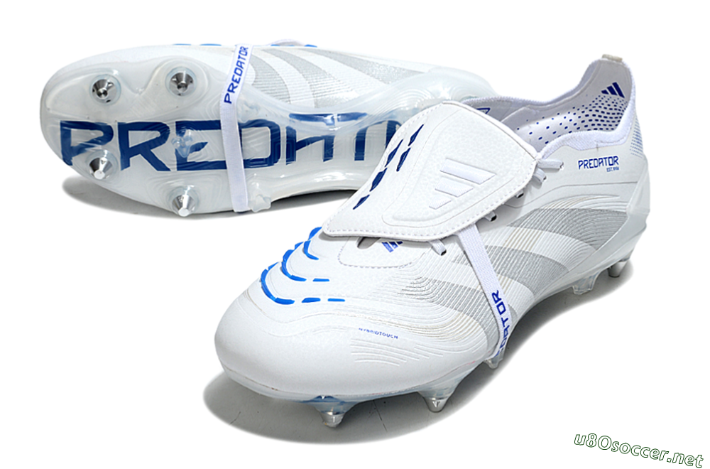 Men's Adidas Predator 25 Elite Foldover Tongue SG Football Boots - Beige/White/Blue 3