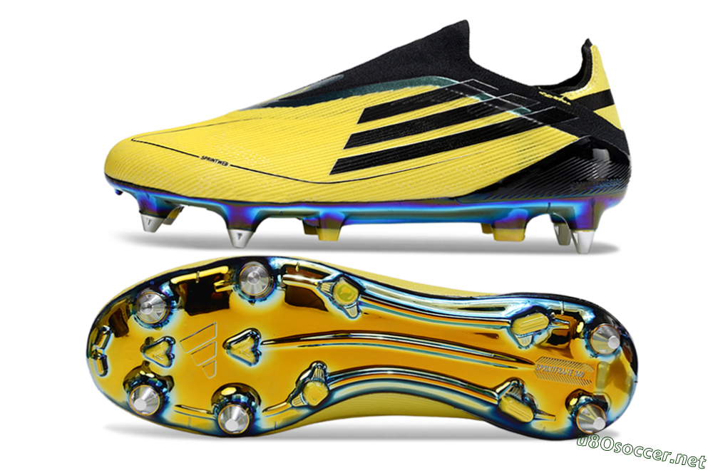 Men's Adidas F50 Elite Laceless SG Football Boots - Yellow/Black/Gold 1