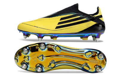 Men's Adidas F50 Elite Laceless SG Football Boots - Yellow/Black/Gold